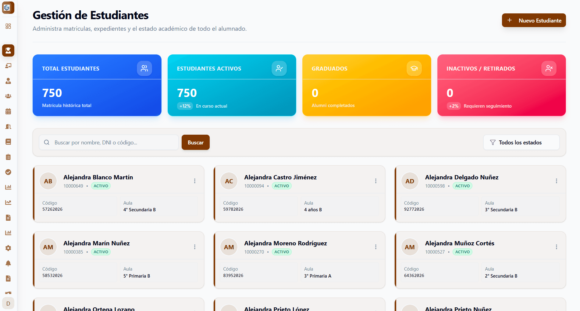 Gestión de Estudiantes